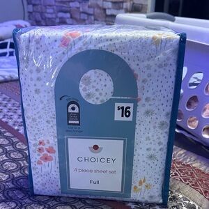 Floral Full Sheet Set - Cream and Orange